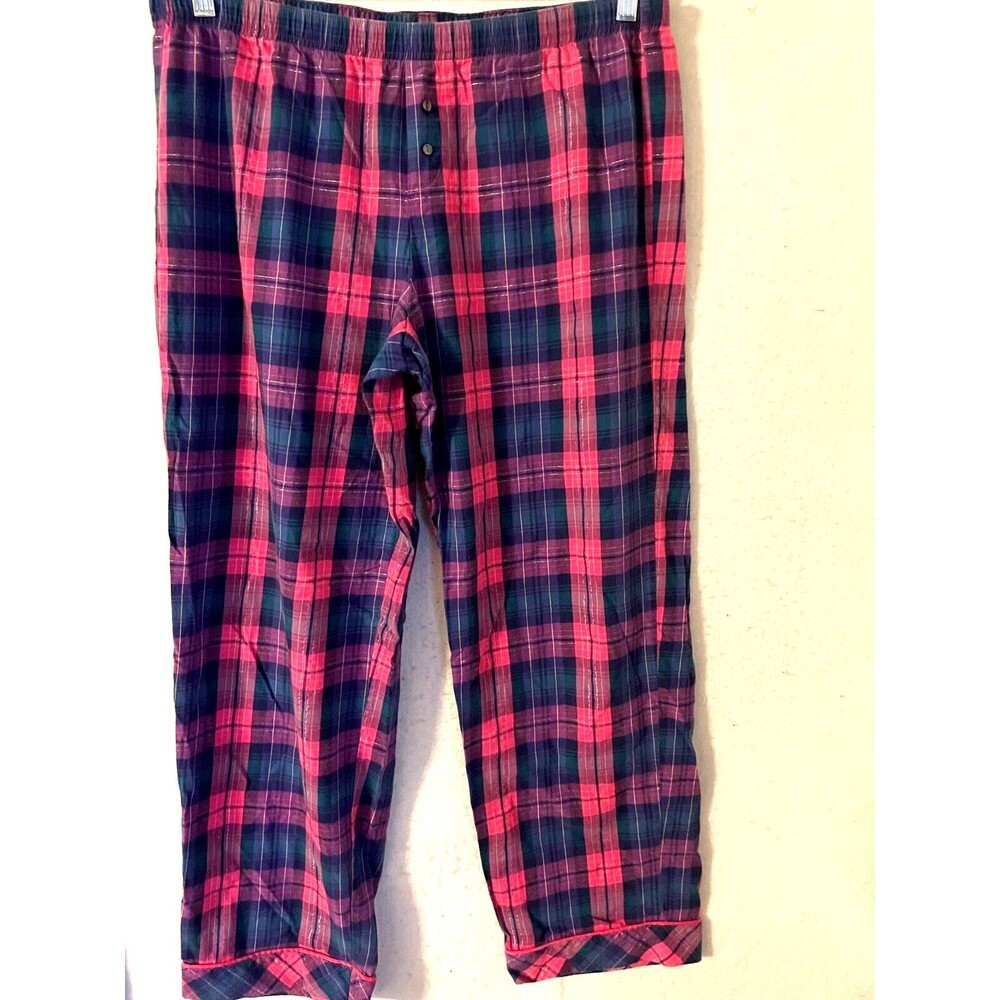 Victoria Secret pajama pants sz L women's cotton flannel lightweight red plaid